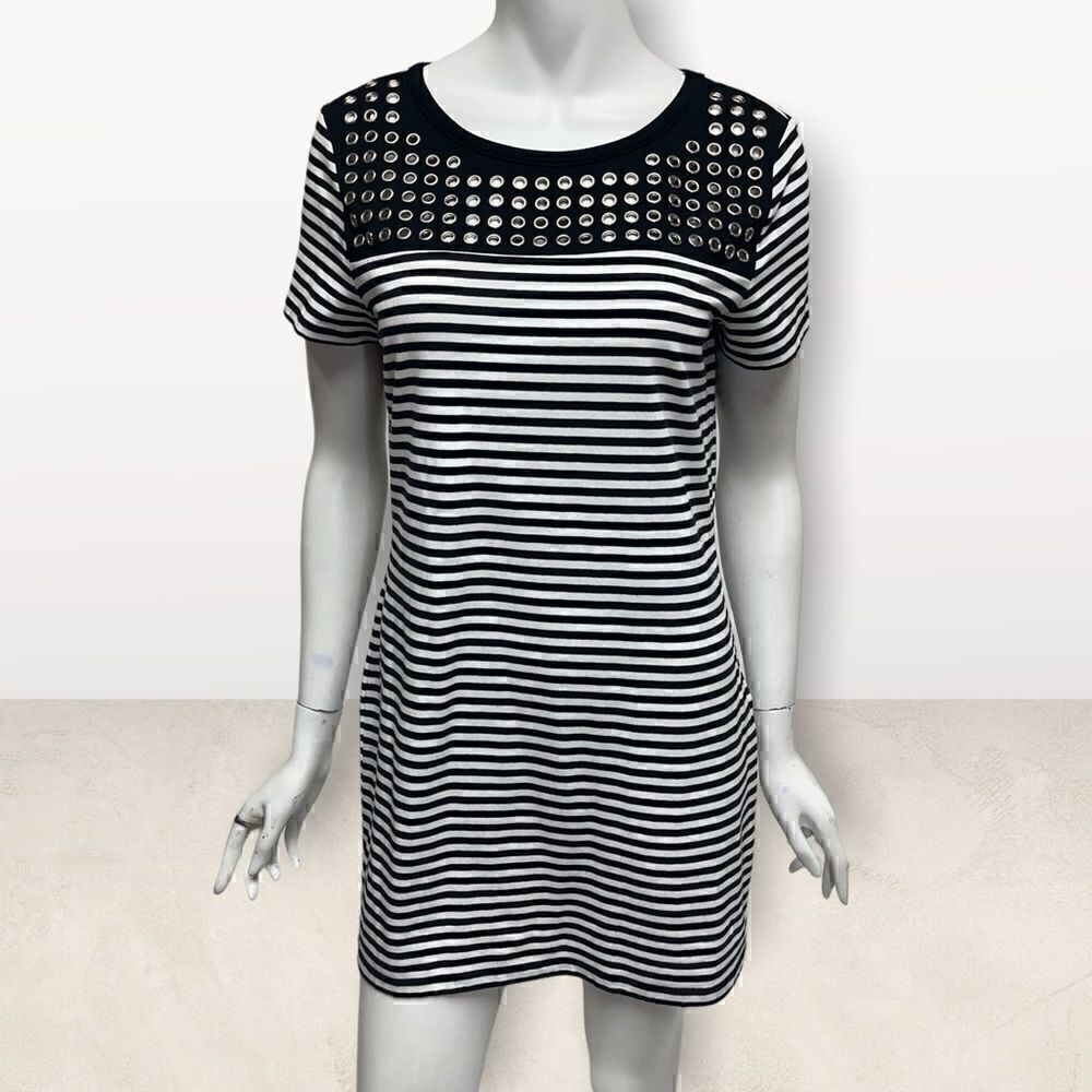 Michael Kors Stripped Gromit Short Sleeve Shirt Dress